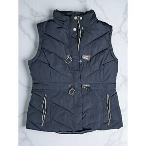 Ivanka Trump Women's Black Quilted Puffer Vest Size L Zip Snap Waist Jacket